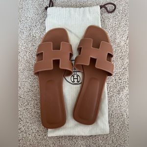 Hermés Oran Sandals in “Gold” Size 40
